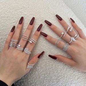 925 Sterling Silver Shiny Layers Zirconia Band Ring 70100250