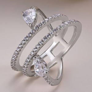 925 Sterling Silver Shiny Snake Zirconia Band Ring 70100254