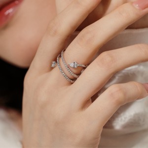 925 Sterling Silver Shiny Snake Zirconia Band Ring 70100254