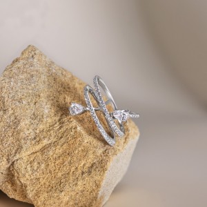 925 Sterling Silver Shiny Snake Zirconia Band Ring 70100254