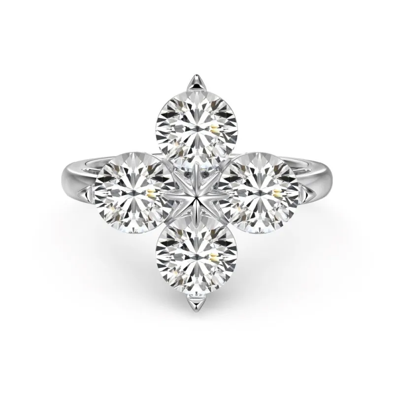 925 Sterling Silver Sparkle Flower Zirconia Band Ring 70100255