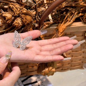 925 Sterling Silver Luxury Butterfly Zirconia Band Ring 70100267