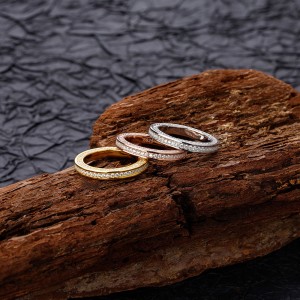 925 Sterling Silver Shiny Wedding Zirconia Band Ring 70100268