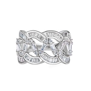 925 Sterling Silver Party Waves Zirconia Band Ring 70100271