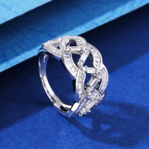 925 Sterling Silver Party Waves Zirconia Band Ring 70100271