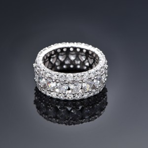 925 Sterling Silver Love Heart Zirconia Band Ring 70100278