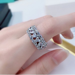925 Sterling Silver Love Heart Zirconia Band Ring 70100278