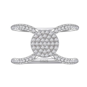 925 Sterling Silver Unique Lines Zirconia Band Ring 70100284