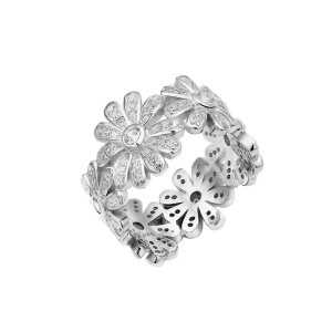 925 Sterling Silver Daisy Flower Zirconia Band Ring 70100294 925 Sterling Silver Daisy Flower Zirconia Band Ring 70100294