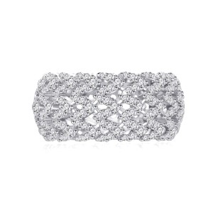 925 Sterling Silver V Shape Zirconia Band Ring 70100297