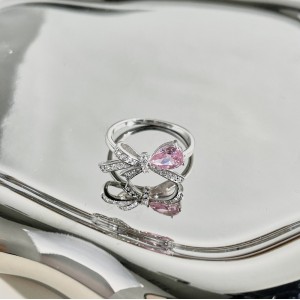 925 Sterling Silver Lovely Bow Zirconia Band Ring 70100301 925 Sterling Silver Lovely Bow Zirconia Band Ring 70100301