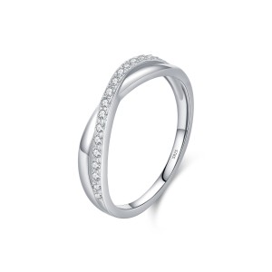 S925 Cross Line Zirconia Band Ring 70100304