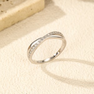 S925 Cross Line Zirconia Band Ring 70100304