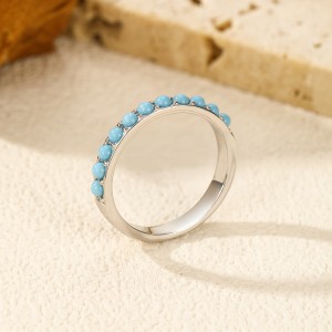S925 Vintage Blue Turquoise Band Ring 70100305