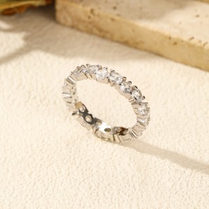 925 Sterling Silver 5A Zirconia Band Ring 70100306