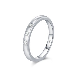 925 Sterling Silver Minimalist Zirconia Band Ring 70100307