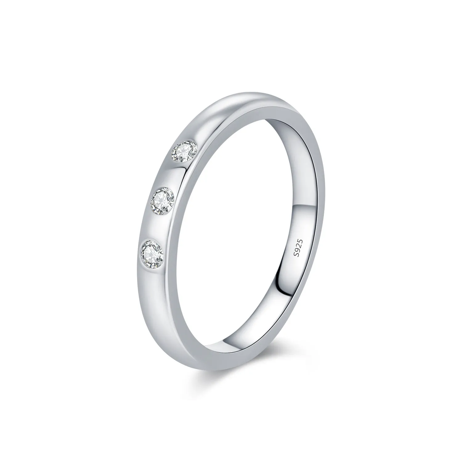 925 Sterling Silver Minimalist Zirconia Band Ring 70100307