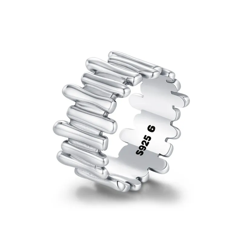 S925 Geometric Vintage Lines Band Ring 70100309