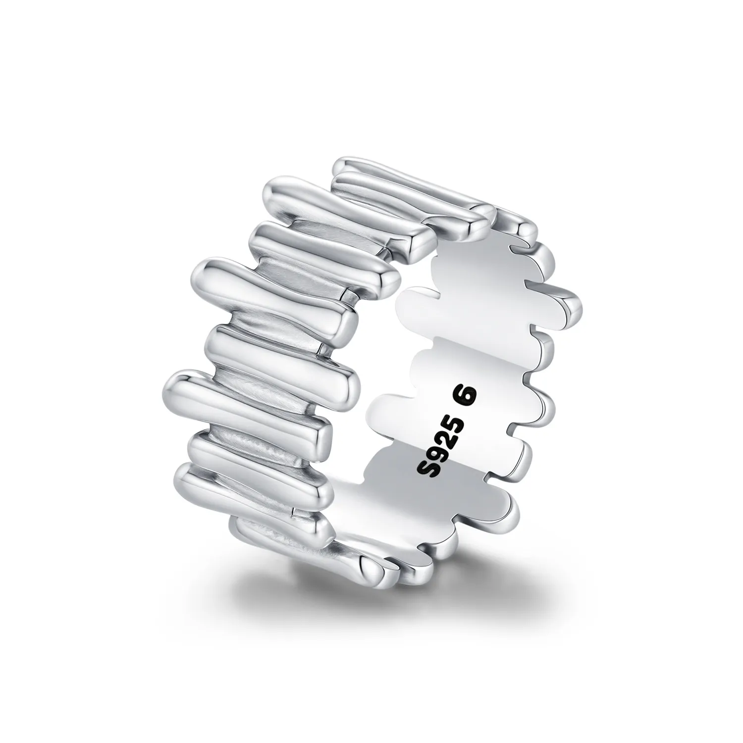 S925 Geometric Vintage Lines Band Ring 70100309