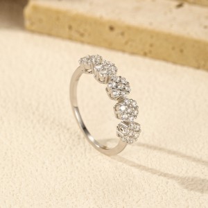 925 Sterling Silver Zirconia Flower Band Ring 70100310