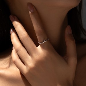 S925 Vintage Olive Branch Band Ring 70100313