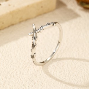 S925 Vintage Olive Branch Band Ring 70100313