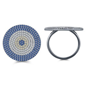 925 Sterling Silver Ash Black Zirconia Statement Ring 70100317