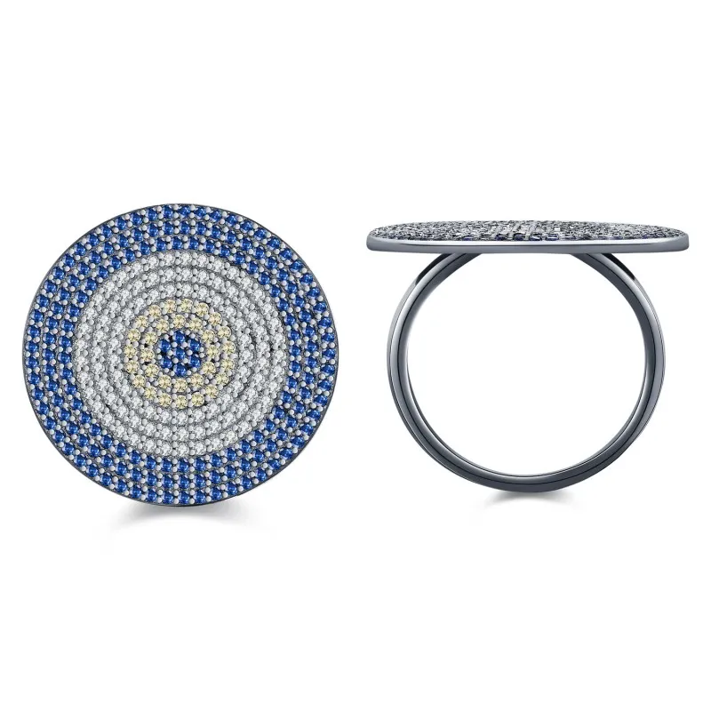 925 Sterling Silver Ash Black Zirconia Statement Ring 70100317