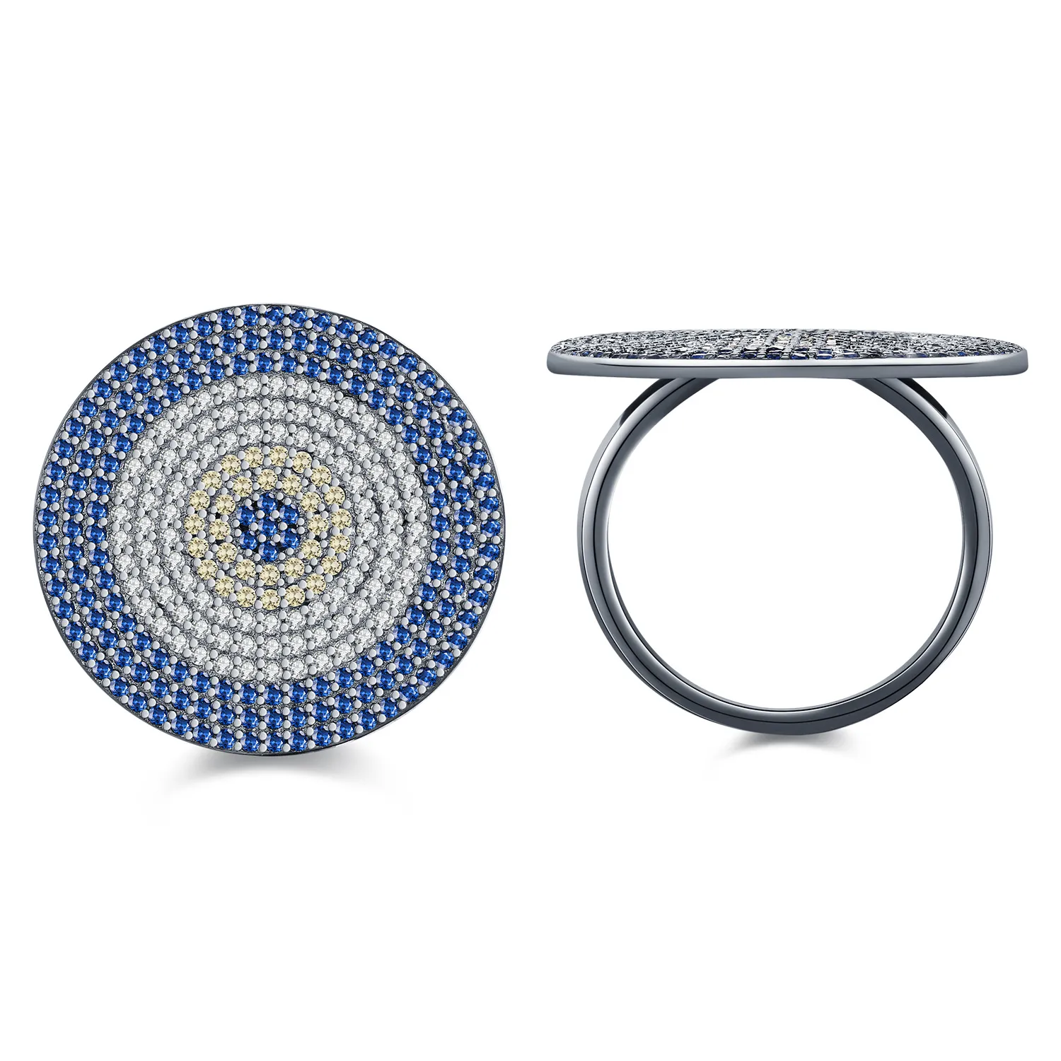 925 Sterling Silver Ash Black Zirconia Statement Ring 70100317