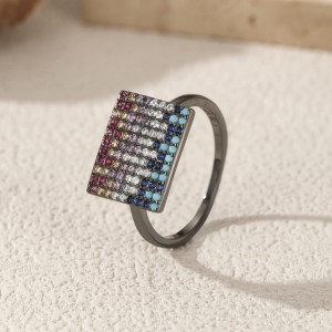 925 Sterling Silver Rectangle Zirconia Statement Ring 70100318