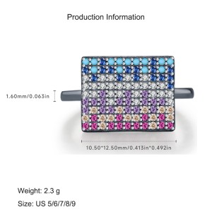 925 Sterling Silver Rectangle Zirconia Statement Ring 70100318