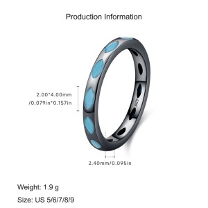 925 Sterling Silver Vintage Turquoise Band Ring 70100319