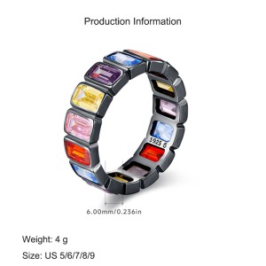 925 Sterling Silver Colorful Zirconia Statement Band Ring 70100320