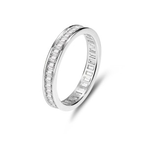 925 Sterling Silver Full Eternity Baguette CZ Ring 70100322