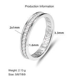 925 Sterling Silver Full Eternity Baguette CZ Ring 70100322