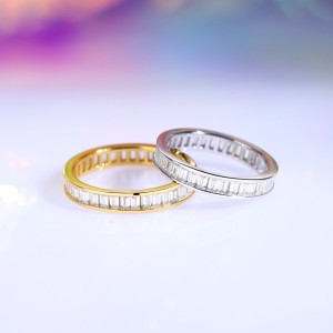 925 Sterling Silver Full Eternity Baguette CZ Ring 70100322