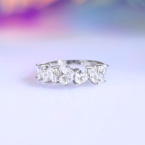 925 Sterling Silver Tapered Teardrop Baguette CZ Ring 70100323