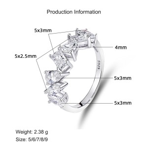 925 Sterling Silver Tapered Teardrop Baguette CZ Ring 70100323