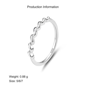925 Sterling Silver Minimalist Twisted Wave Stacking Ring 70100325