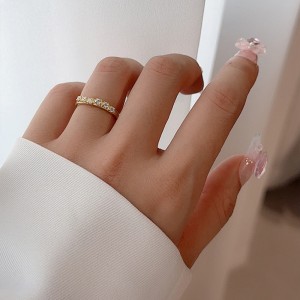 925 Sterling Silver Irregular CZ Stacking Dainty Band Ring 70100326