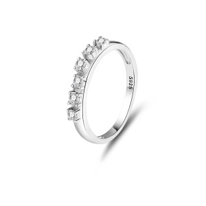925 Sterling Silver Irregular CZ Stacking Dainty Band Ring 70100326