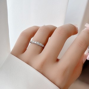 925 Sterling Silver Irregular CZ Stacking Dainty Band Ring 70100326