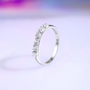 925 Sterling Silver Irregular CZ Stacking Dainty Band Ring 70100326