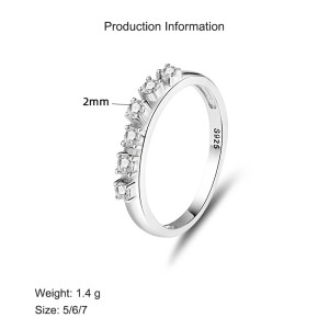 925 Sterling Silver Irregular CZ Stacking Dainty Band Ring 70100326