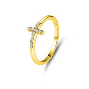 925 Sterling Silver Pave CZ Cross Stacking Ring 70100328
