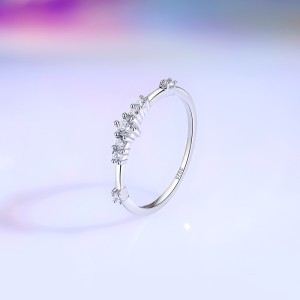 925 Sterling Silver CZ Stacking 7 Sparkling Stones Ring 70100329