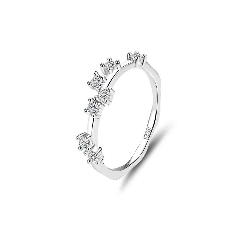 925 Sterling Silver Asymmetric CZ Starburst Ring 70100330