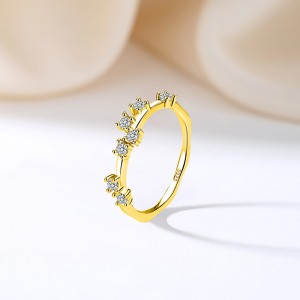 925 Sterling Silver Asymmetric CZ Starburst Ring 70100330