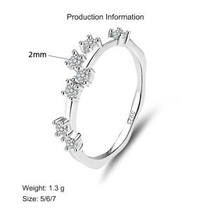 925 Sterling Silver Asymmetric CZ Starburst Ring 70100330