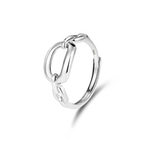 925 Sterling Silver Gold Plated Open Chain Link Adjustable Ring 70100332